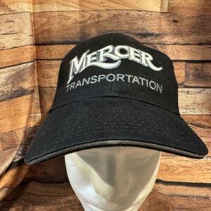 Mercer Transportation Co. Black Mesh Trucker Hat Adjustable Strap Logo Safety
